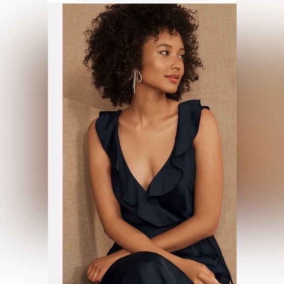 BHLDN Sachin & Babi Tansy Black Charmeuse Maxi Wrap Dress - Picture 3 of 12